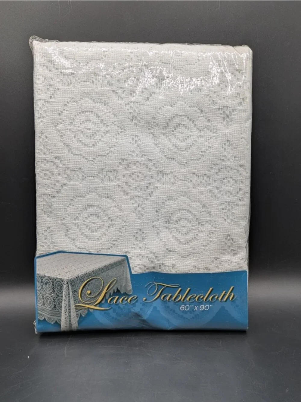 White Lace Tablecloth Rectangular Vintage Scalloped Edge New in Package 60x90